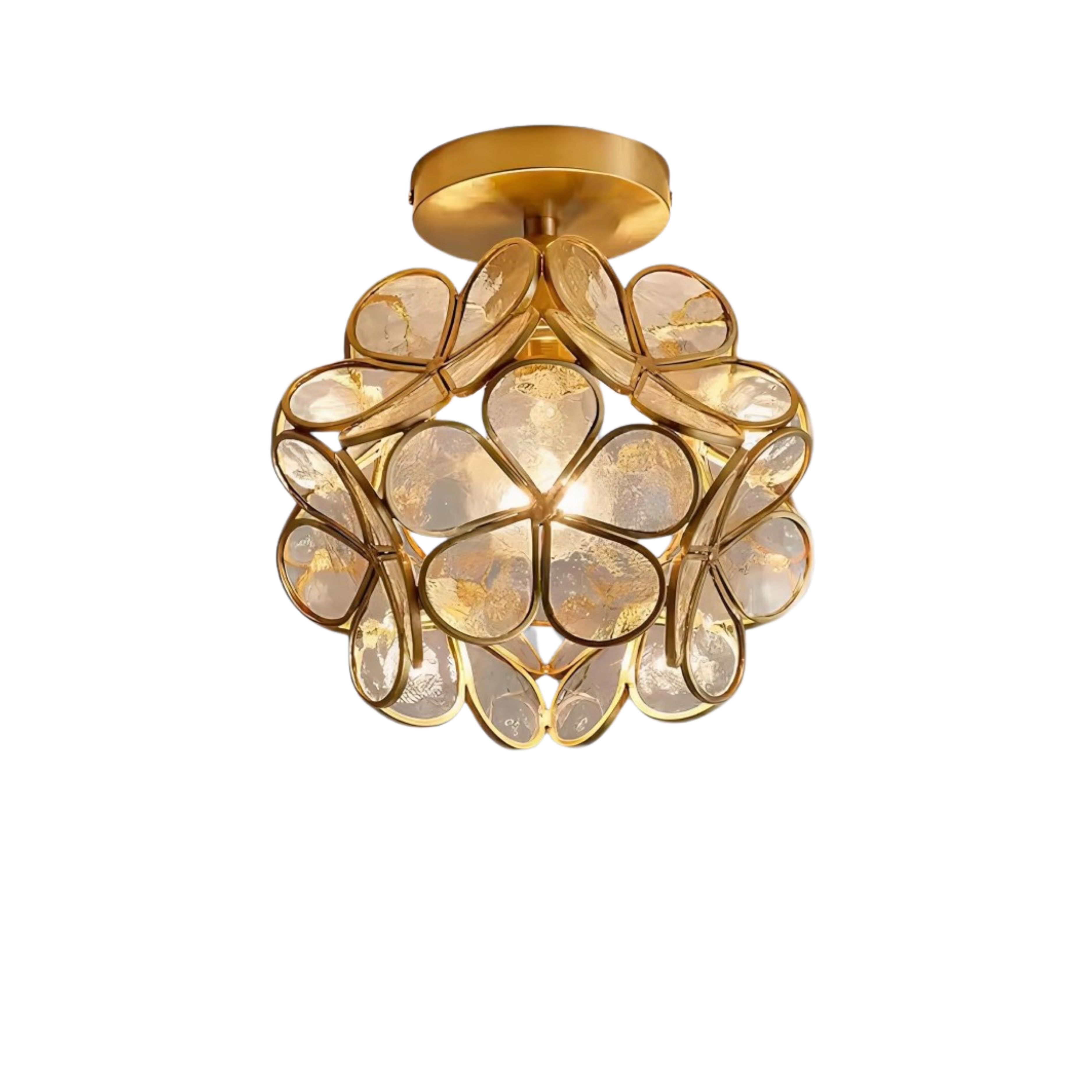 Plafonnier Floral en Verre Sculpté