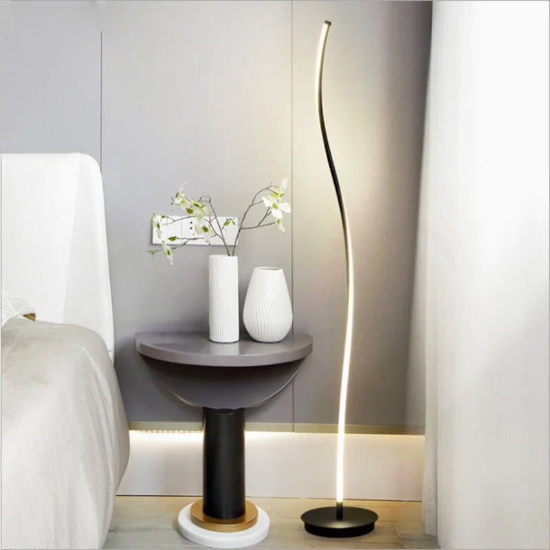 Lampadaire LED nordique en gel de silice et bois design sobre et naturel
