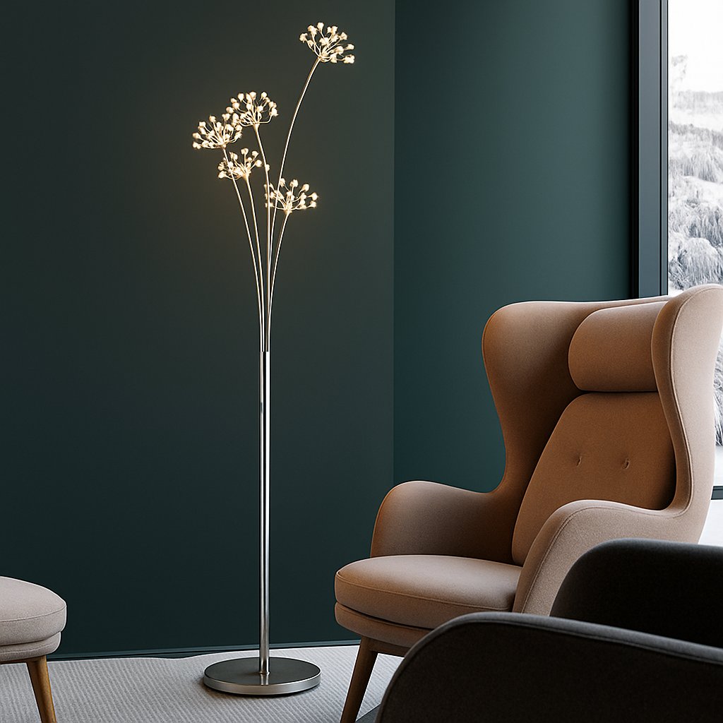 Lampadaire LED en cristal en forme de fleurs design élégant 3 à 5 bras
